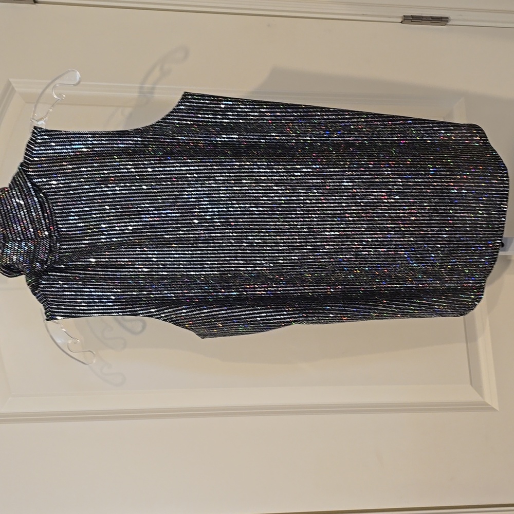 Clara Sunwoo Elegant Black Sequin Sleeveless Top Large - Picture 5 of 6